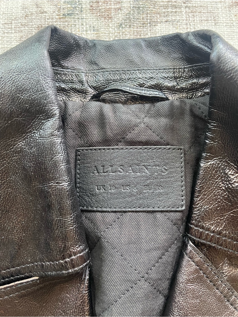 AllSaints Dark Brown Rigby Payton Leather Biker Jacket - Picture 2 of 12